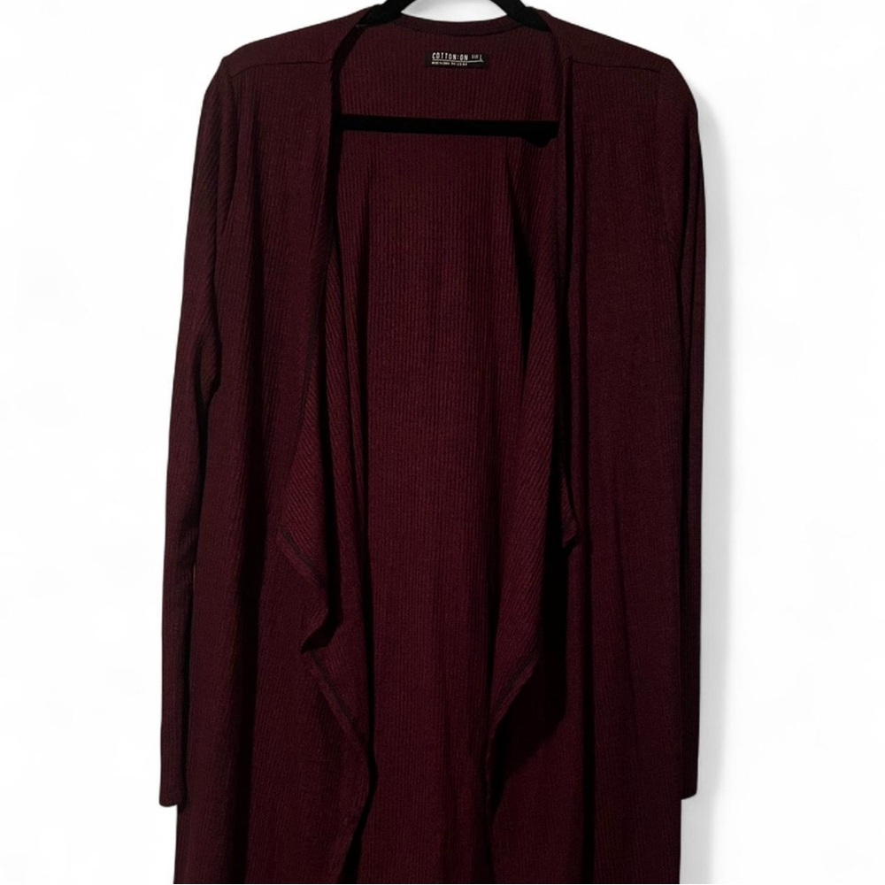 Cotton on Burgundy open front long cardigan